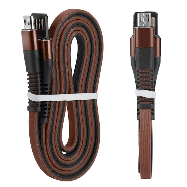 USB 1m dobbeltsidig blindpluggbar datakabel for datamaskin, telefon, brun svart
