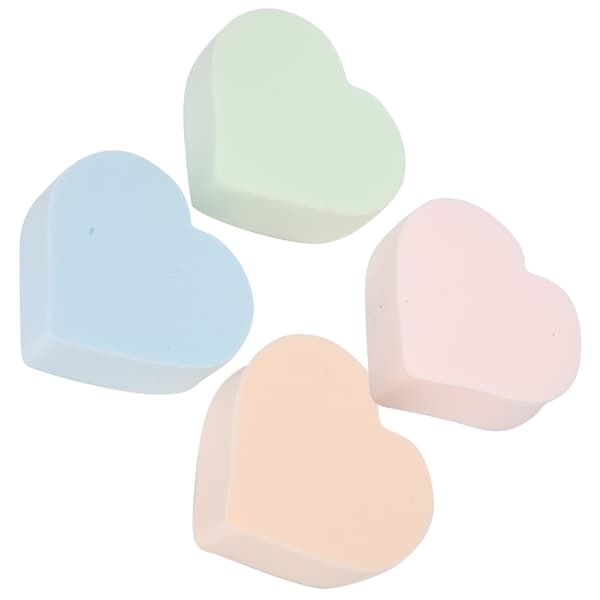 4 stk. Makeup Svamp Blød Hjerteform Våd Tør Brug Pudder Blush Foundation Blender Svamp