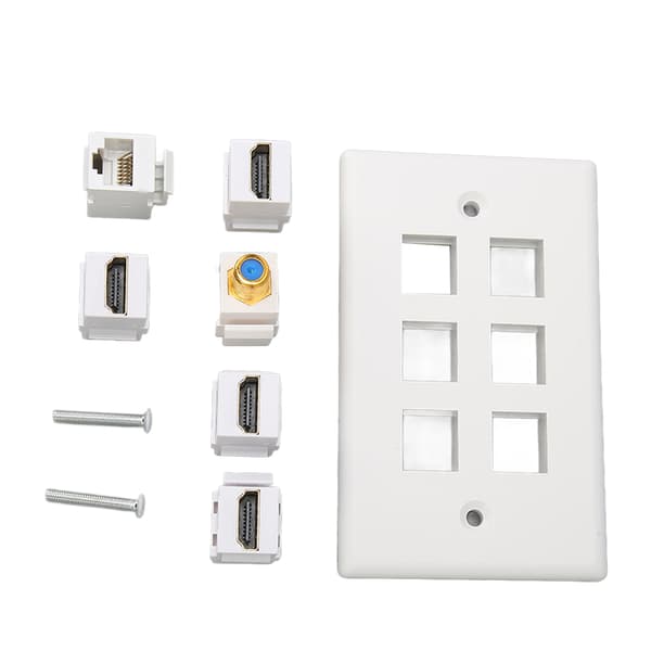 Väggplatta 6 Portar HD Multimedia Interface CAT6 TV F Huvud Ethernet Väggplatta för Hemmakontor