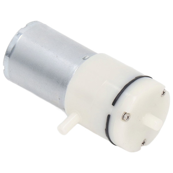 Mikrolufttrykkpumpe DC-membranvakuumpumpe med 90 graders vinkel luftporter Hvit 12V