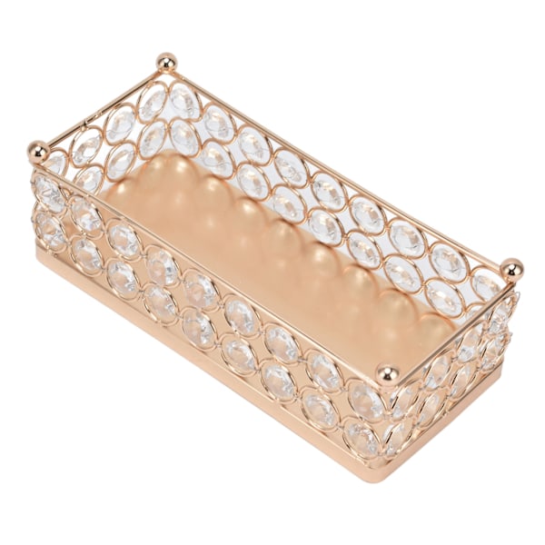 Kage Display Stativ Guld Finish Rektangulær Letvægts Exquisite Snacks Desserter Krystal Bakkeholder