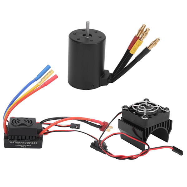 Vedenpitävä 3650 3600KV harjaton moottori 60A harjaton ESC jäähdytyslevysetti 1/8 1/10 RC-autoon