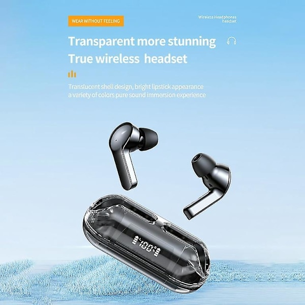 Transparenta Bluetooth 5.3 Hörlurar med Mikrofon USB PD Typ-C Laddare för iPhone Samsung Huawei Laptop