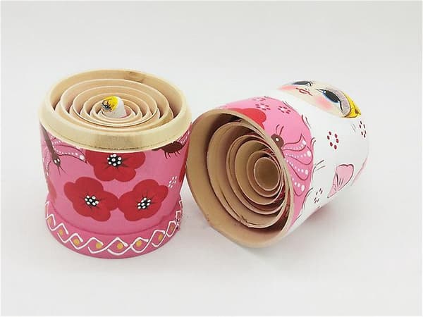 7-lagers Blond Flicka Trä Matryoshka Docka Nesting Leksaksset för Småbarn - Rosa Babushka Dockor Present till Barn