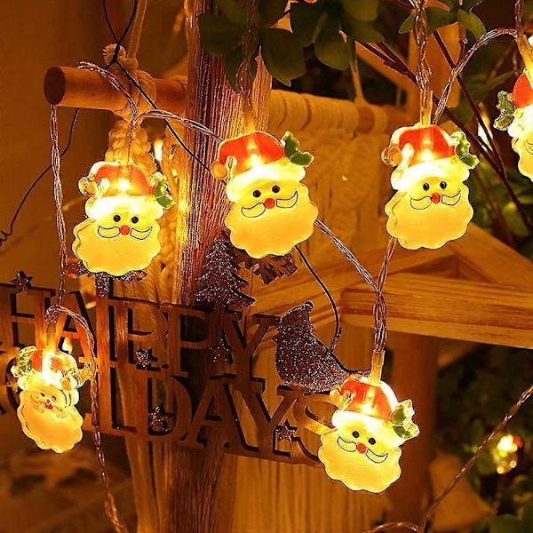 Julslinga med Jultomten, 3M 20 LED Batteridriven, Juldekoration för Hem, Trädgård, Sovrum och Inomhus- och Utomhusdekoration