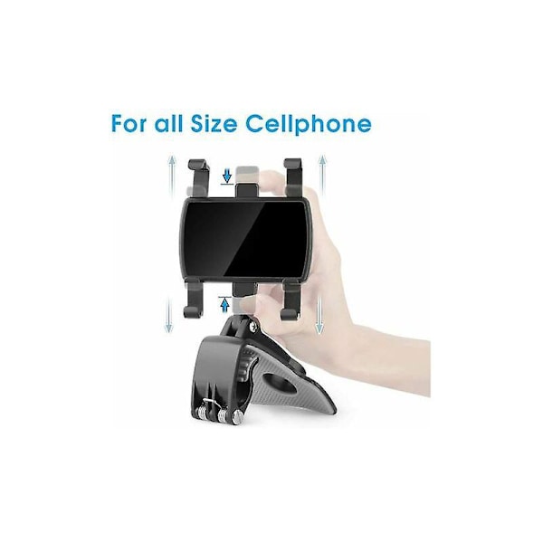 Biltelefonholder 360 Graders Rotation Instrumentbræt Mobiltelefonholdere Bil Biltelefonholder til GPS og 4-7 tommer Smartphones 1 stk Sort