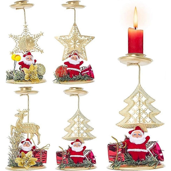 Julgransprydnad i smidesjärn, tomte, ljusstake, bordsdekoration, inomhus, högtid, vinterfest, bordsdekoration