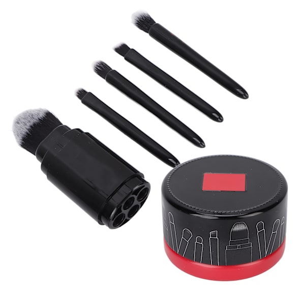 5 stk Makeup Brush Professionel bærbar rejsepulver øjenskyggebørster med rengøringsboks til kvinder