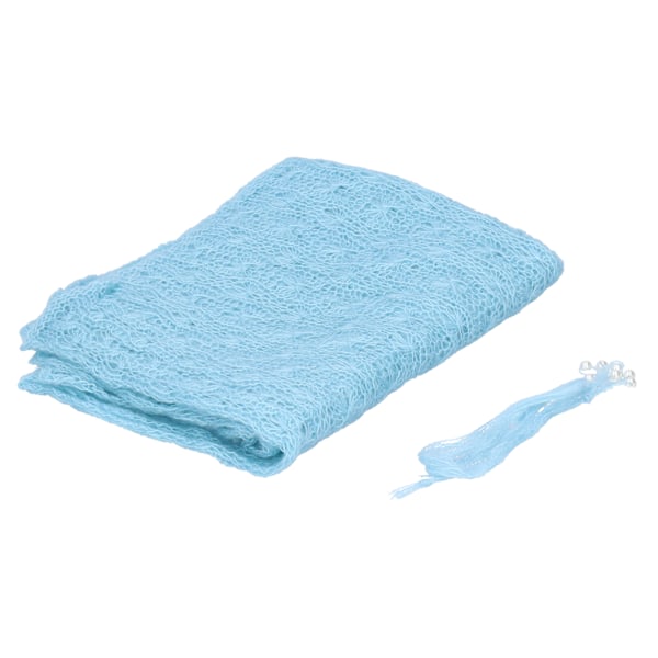Stretch Nyfødt Wrap Hodebånd Sett Baby Fotografering Swaddling Wrap Elastisk Baby Foto Rekvisita Blå