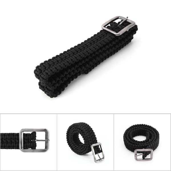 Överlevnads Paracord Bälte 550 Paracord Bälte Utility Bälte Milspec Cord Solid Stålspänne Svart