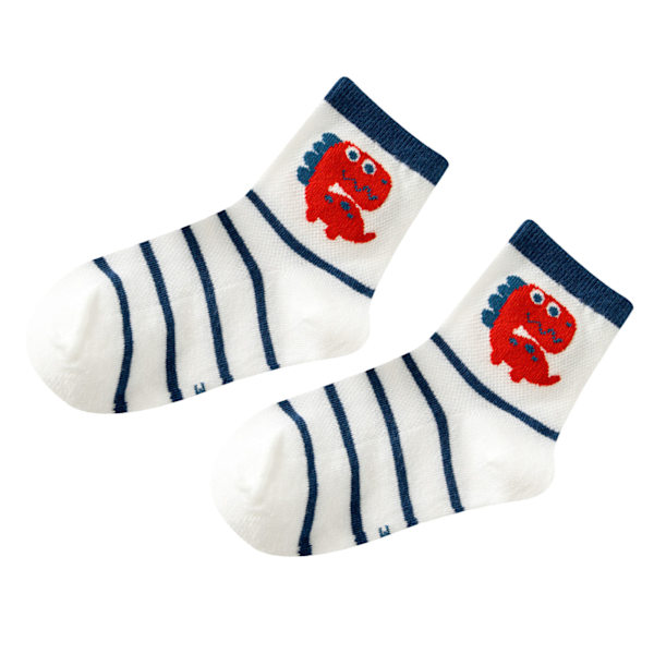 5 par barnsockor mjuka andningsbara mesh bomullssockor mid calf pojksocka söta tecknade barnstrumpor för dagliga sporter L
