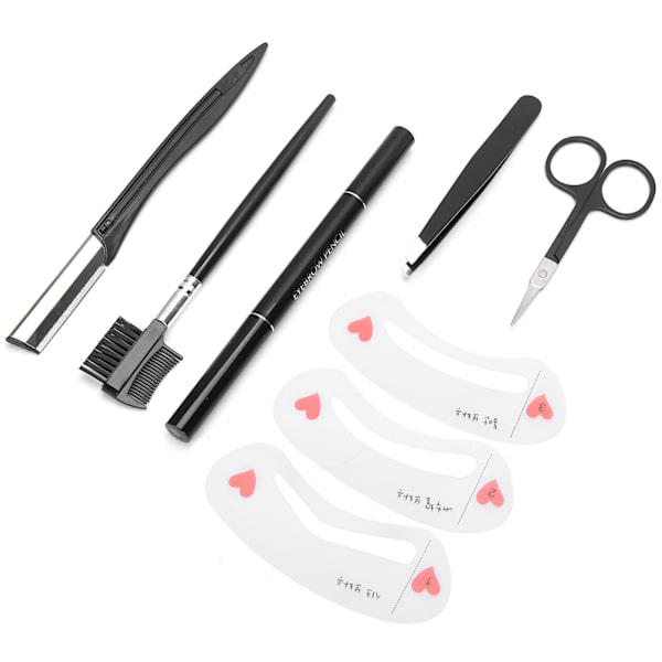 8 st / set Ögonbrynsraka Ögonbryns Trimmer Rakkniv Kam Klipp Ögonbrynspenna Kvinnor Makeup Verktyg