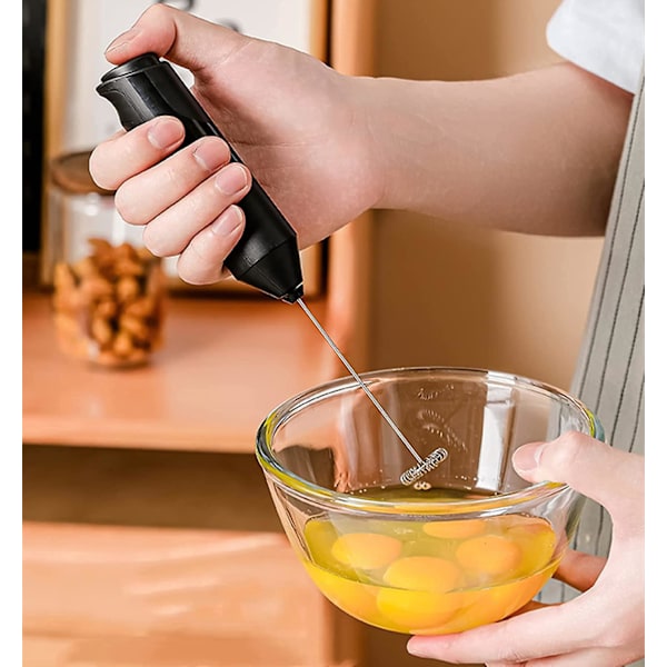 Elektrisk mælkeskummer, mini - omrører med 14000 rpm motor, drikkevareomrører med rustfrit stål omrører, 2 - AA batteri (uden batteri), til kaffe