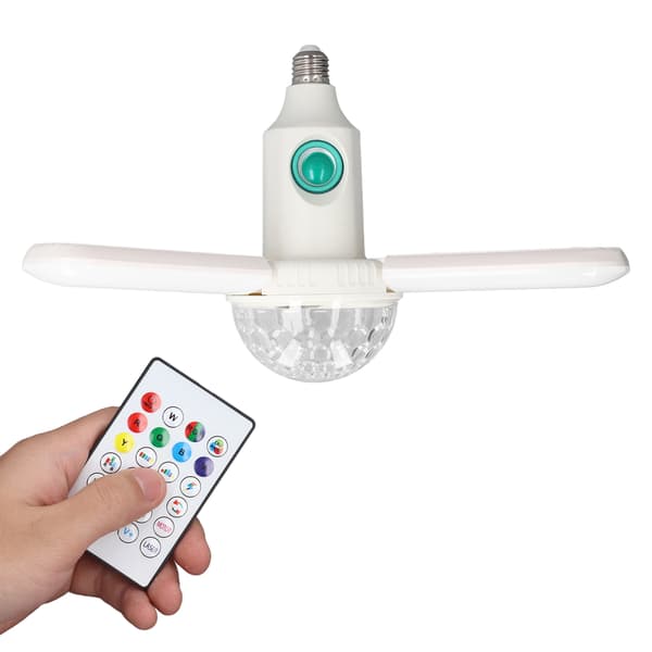 48W E27 3-bladet foldbar loftslampe Multifunktionel farverig intelligent foldepære 85-265V