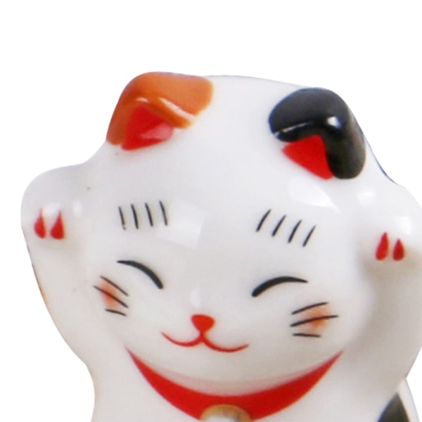 5 stk. spisepinneholdere i keramikk, kattebestikkunderlag, mini keramiske kattefigurer, japansk stil