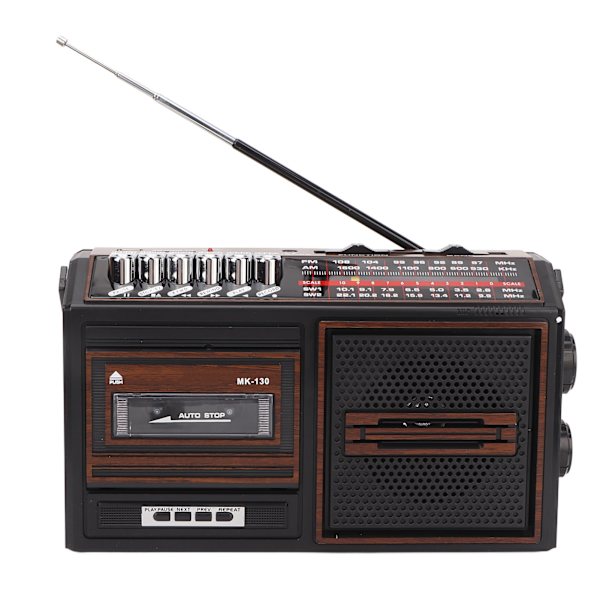 Kassettspiller Opptaker Full Band Støyfri Plug in Card AM FM Bærbar Radio for Eldre Barn Brun EU Plugg 220V