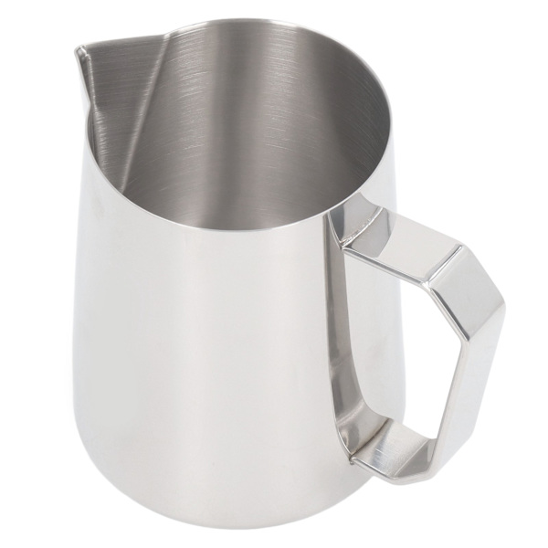 Melkeskummer i rustfritt stål, melkeskummerkanne, blandebeger, kanne for kaffedrikker, 450 ml, sølv