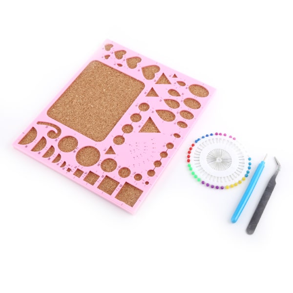 4 stk Papir gør-det-selv-sæt Quilling Værktøj Skabelon Form Board Pincet Pins Slidsed Tool Kit Pink
