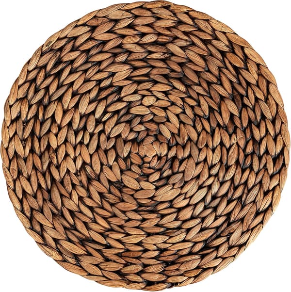 Setti, jossa 4 kudottua tabletinalustaa (35 cm, punaruskea pesu) Pyöreät tabletinalustat, punotut tabletinalustat, rottinkitabletinalustat, lautasen aluset