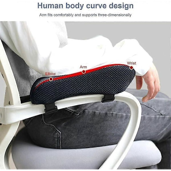 Blå 2 st Armstödsdynor för Kontors- och Gamingstol med Kylande Gel Memory Foam för Avlastning av Armbågar