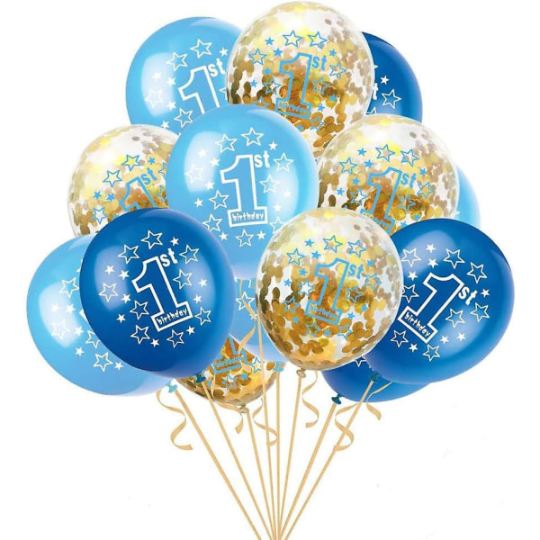 Blåt første fødselsdagsballon dekorationssæt til pige/dreng