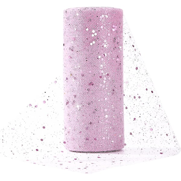 Rosa paljett-tulle rulle - 15cm x 25 yards - Perfekt för bröllopsdekoration, bordslöpare, tutuskjort, DIY-inpackning