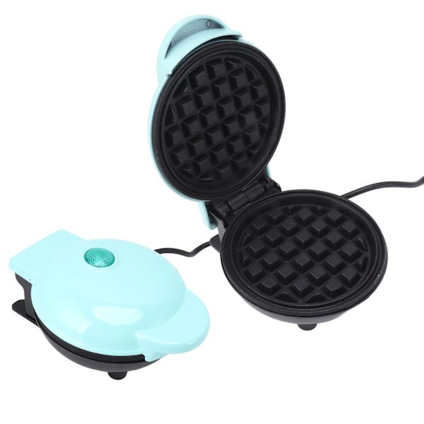 Mini våffeljärn, dubbelsidig, rund, multifunktionell frukostmaskin för toast och smörgåsar, EU-kontakt, 220 V, blå