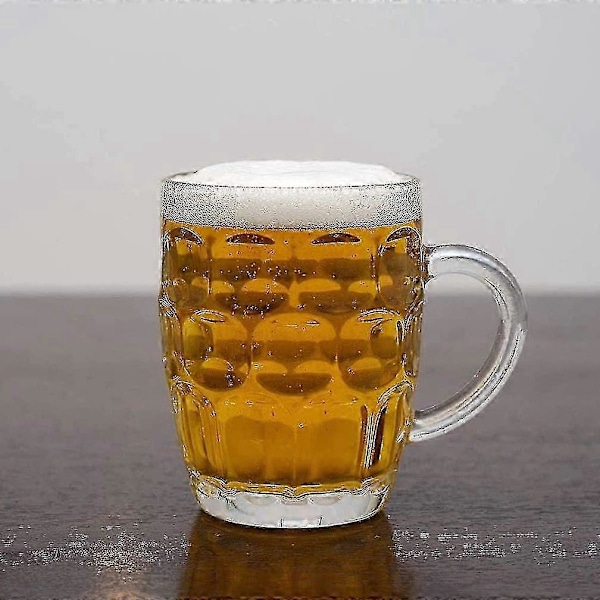 Glass Dimpled Stein Ølkrus med Stort Håndtak - 53 cl, Tåler Oppvaskmaskin, For Alle Drikker
