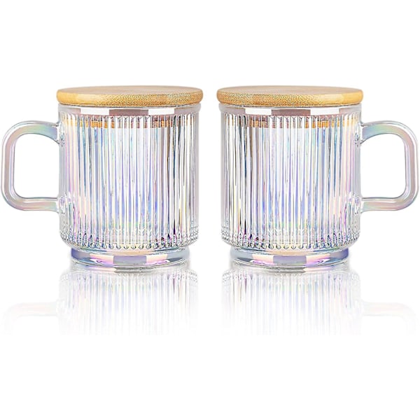 Färgglada Iriserande Glaskaffemuggar Set om 2 - 340ml