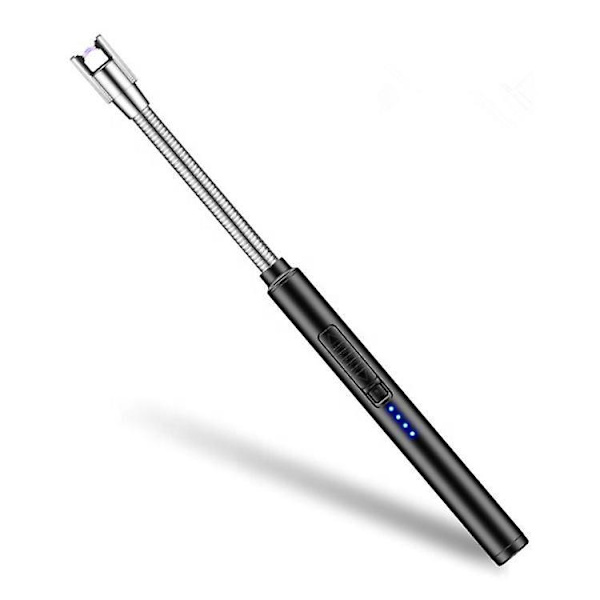 Laddningsbar Bågljusare med LED-Batteriindikator Flexibel Hals USB för Ljus Gasspisar Camping Grillning