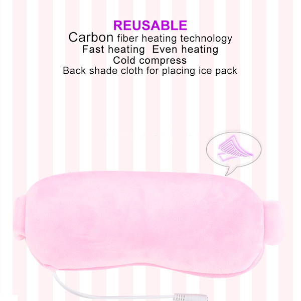 USB Hot Cold Compress Steam Eye Mask Avtakbar Justerbar Elektrisk Varme Øyelapp Rosa