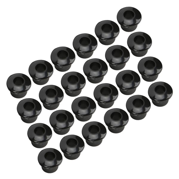 24 stk. gitarstrengknapphylser 10 mm høyytelses plastmateriale halvlukket design gitardeler svart