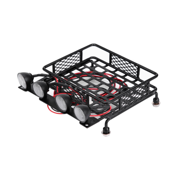 Pienikokoinen kattoteline -matkatavarateline LED-valolla pyöreälle SCX10 1/10 RC -autolle (4 valkoista)