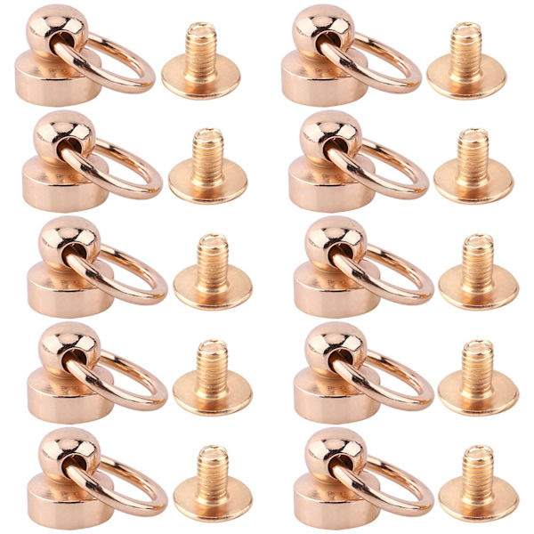 10 stk messing nitte studs skrue tilbage runde hoved ring Leathercraft tilbehør