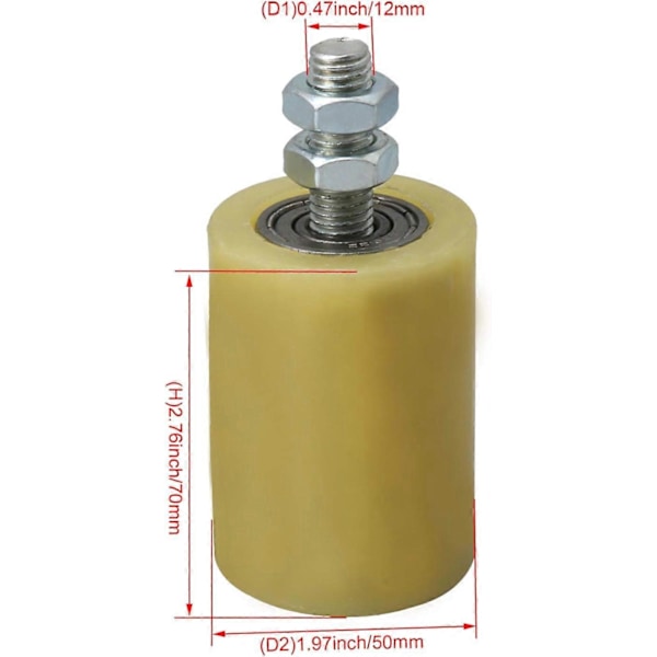 M12 50 x 70mm Stålrullager PP Styrhjul med 6201 Lagerinsats för Elektrisk Dörr 2-pack