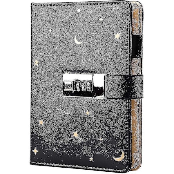 Læder Journal med Lås, Genopfyldelig Papirbinder Adgangskode Dagbog, Hemmelig A6 Skrive Hardcover Noteb A