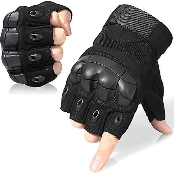 Taktiske Fingerløse Handsker til Motorcykel Cykling Klatring Vandreture Jagt - Sort