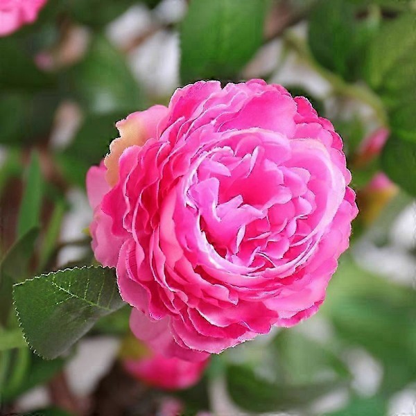 180 cm konstgjord pionblomma rotting, lindad runt grön växtbakgrund, växtblomväggdekoration inomhus (2 st) D