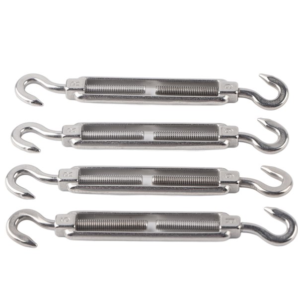 4 stk. Krog til krog Spændeskruer Rustfrit stål Hardware Kit til Kabel Wire Reb Spænding M6