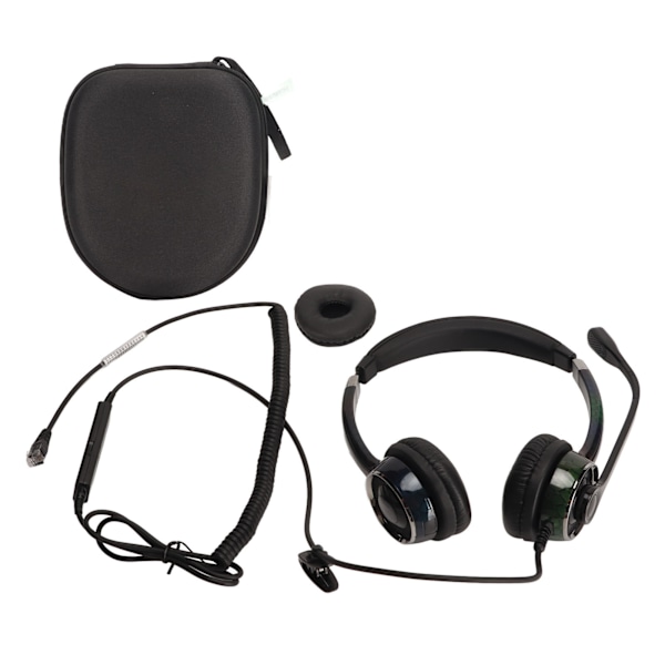 Wired Business Headset Noise Canceling Ergonomic Binaural Telephone Headphone with Mic for Office Call Center RJ Port