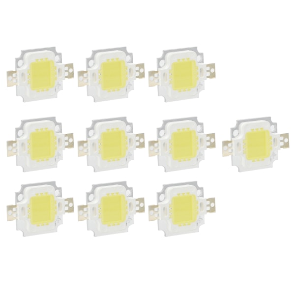 10 STK COB lyskilde 10W /6500K integrert LED-brikke 12V/700mA for DIY-lampetilbehør Rent hvitt lys