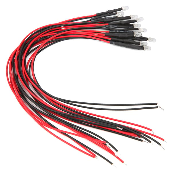 50 stk. LED-lysdiode, ferdigkoblet, rundhode, enkeltblinkende modell 12V oransje lys