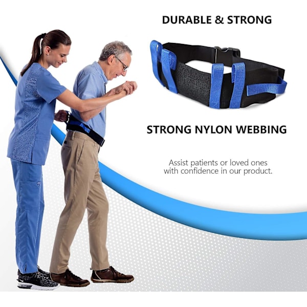 6-Handle Transfer Gait Belt for Elderly and Patient Care | Quick Release Buckle | Adjustable Size 28-55