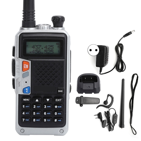Kannettava Walkie Talkie -sarja Kädessä pidettävä LCD-näyttö Walky Talky takaklipsillä 100-240V Hopea EU-pistoke 100-240V