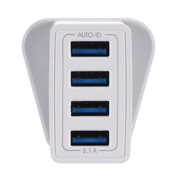 4USB-lader, flere porter, hurtiglader, QC3.0-telefonlader for reiser, 100–240 V