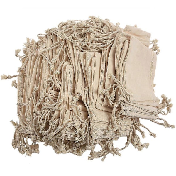100 st små 100% bomulls dragskopåsar 10x15 cm