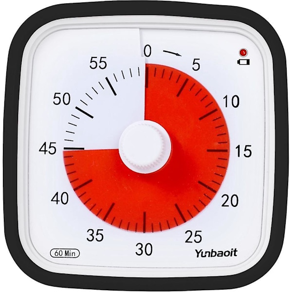 Visuell Timer med Beskyttende Etui, Oppgradert 60 Minutters Nedtellingstimer for Barn (Svart)