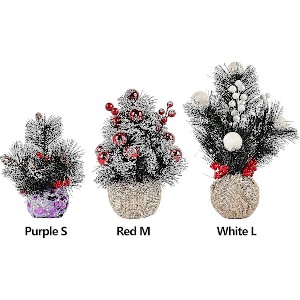 Mini Kunstigt Juletræ, 24 cm, Imitation Bord Fyrrenåle Med Rød Bær Stofpose