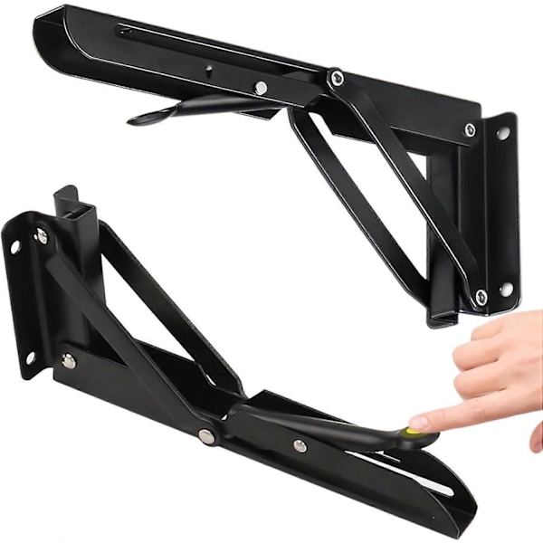 2 Stk. 290 mm Kraftig Foldbart Beslag, Sort Foldbart Konsolbeslag, Vægbeslag til Garage, Køkken, Kontor, Soveværelse, Foldning