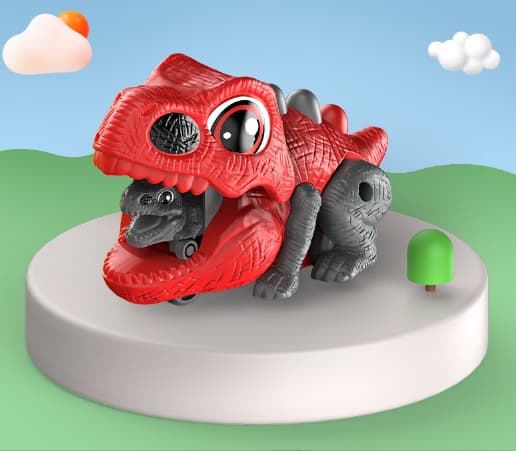Punainen dinosauruskatapulttiauto lapsille